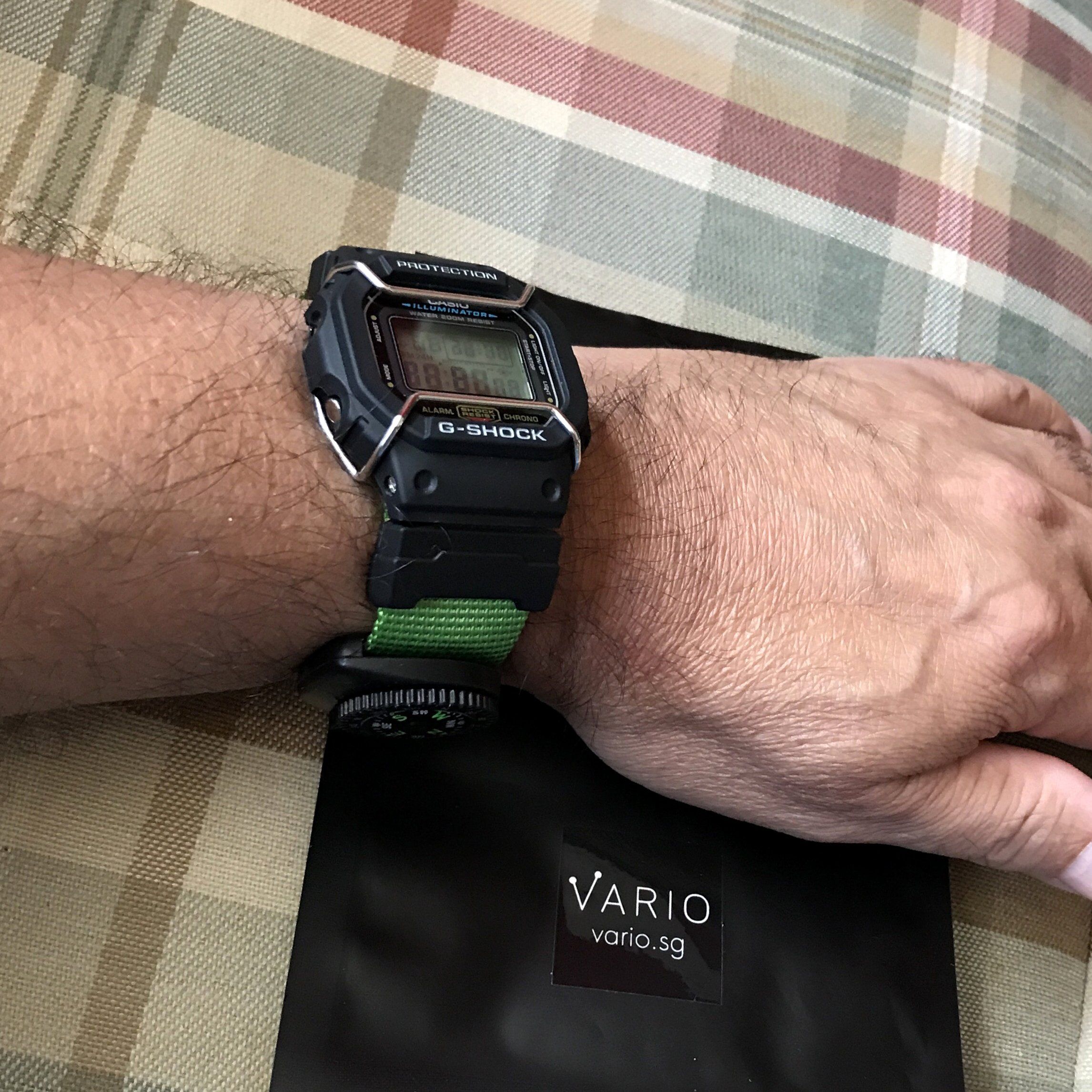 G-Shock DW5600 with Vario ballistic strap and compass by #varioeveryday member Albert