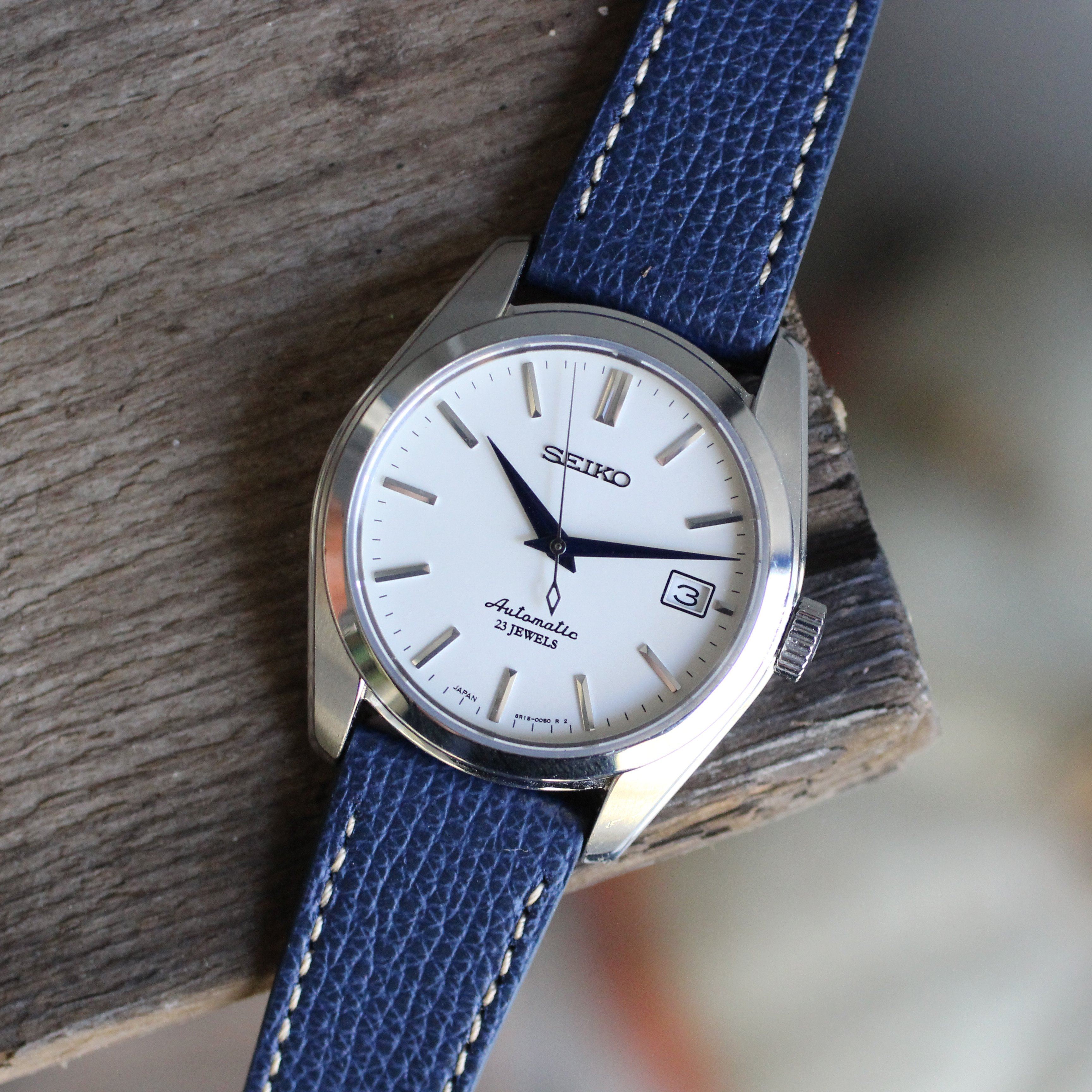 Seiko watch with Vario Italian leather watch strap