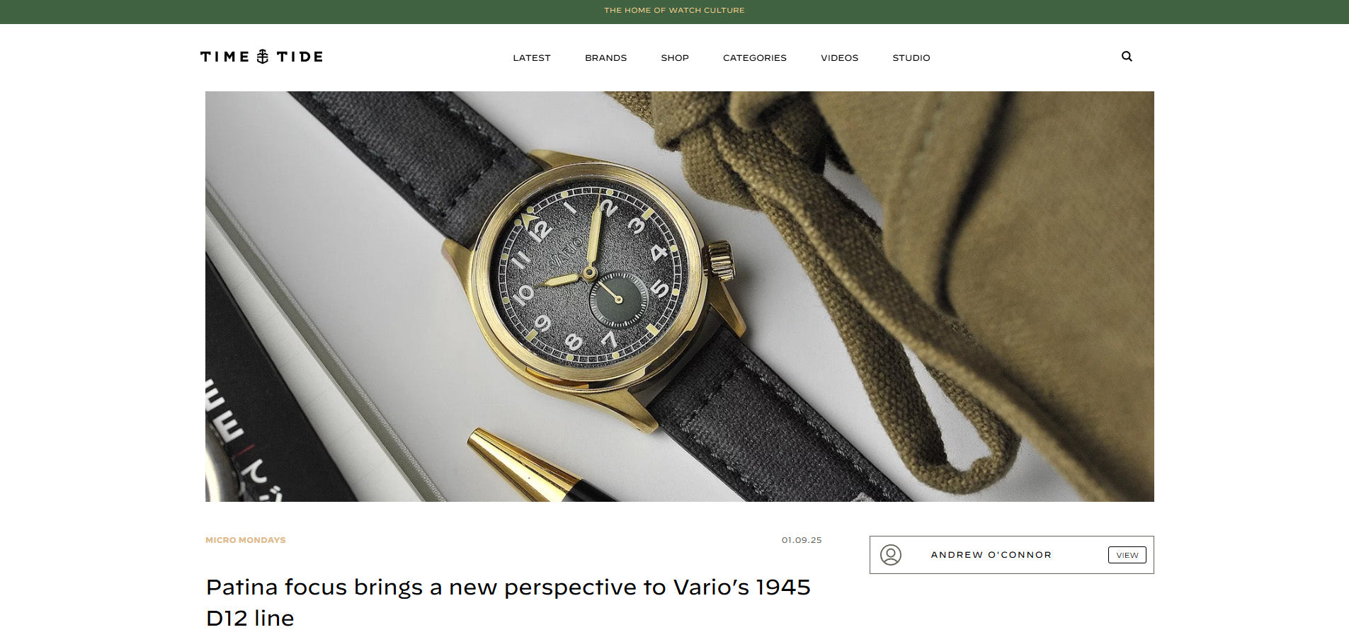 Vario 1945 D12 Bronze Field Watch reviewed by Time & Tide