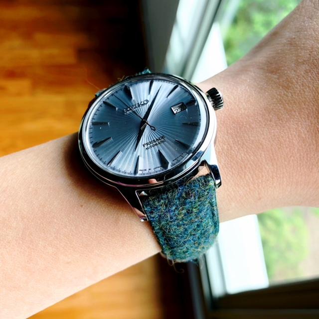 Seiko Cocktail Presage watch on Vario Harris Tweed strap. Photo by #varioeveryday member Jane.
