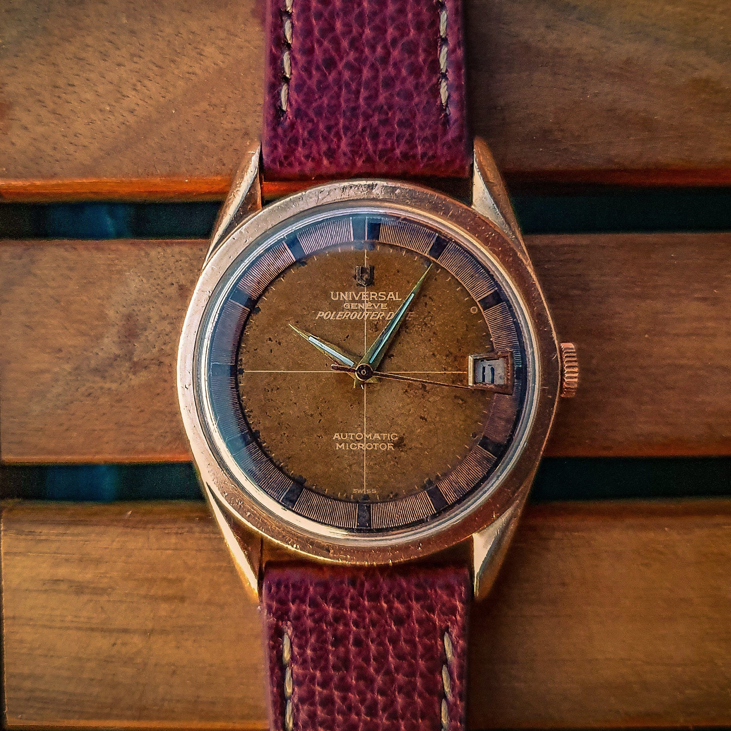 Check out our leather strap on this cool Universal Geneve.