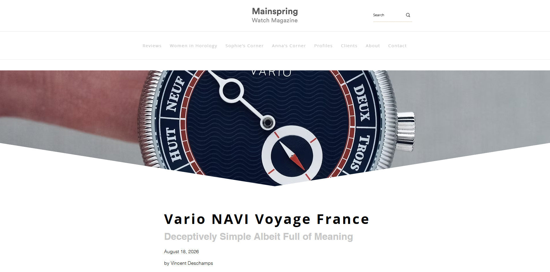 Vario NAVI Voyage reviewed by Mainspring Magazines