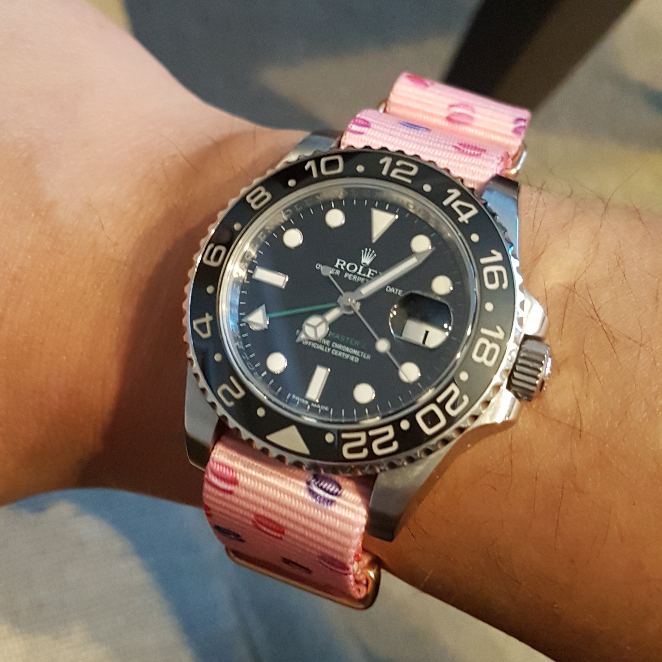 Rolex watch on Vario Macaron Dots Graphic strap by #varioeveryday member Phil