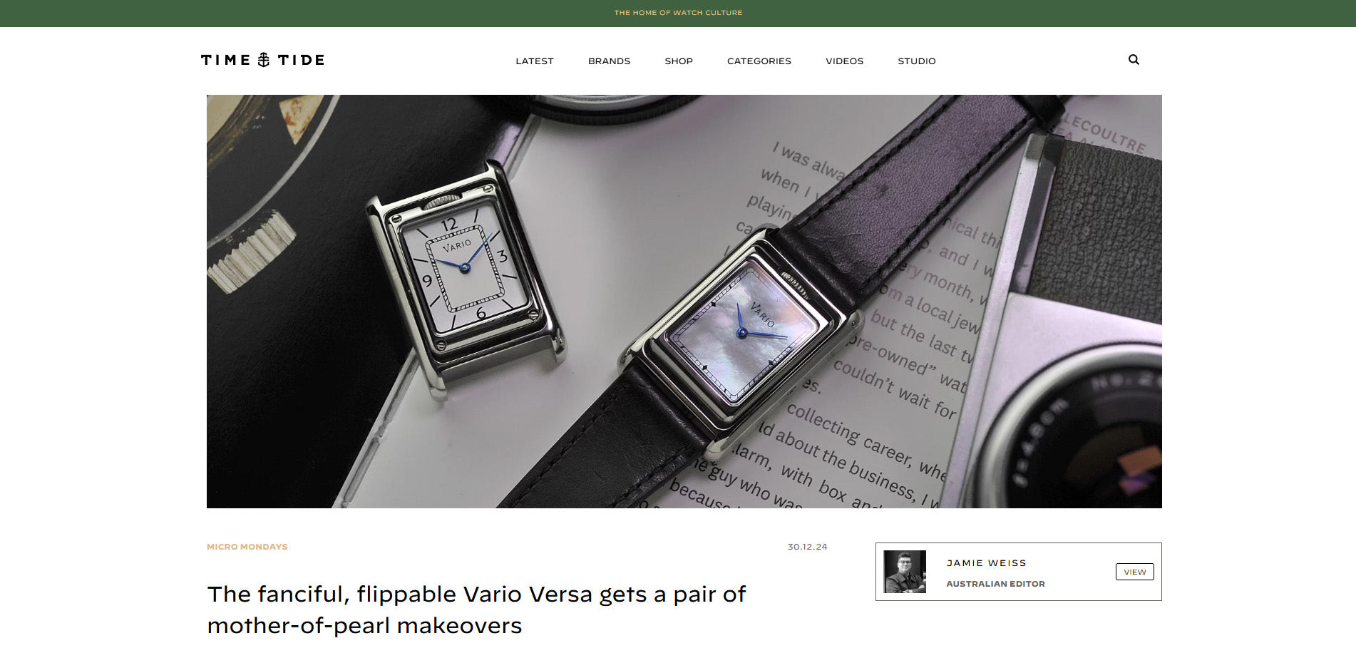 Vario VERSA Mother of Pearl Watch featured on Time & Tide