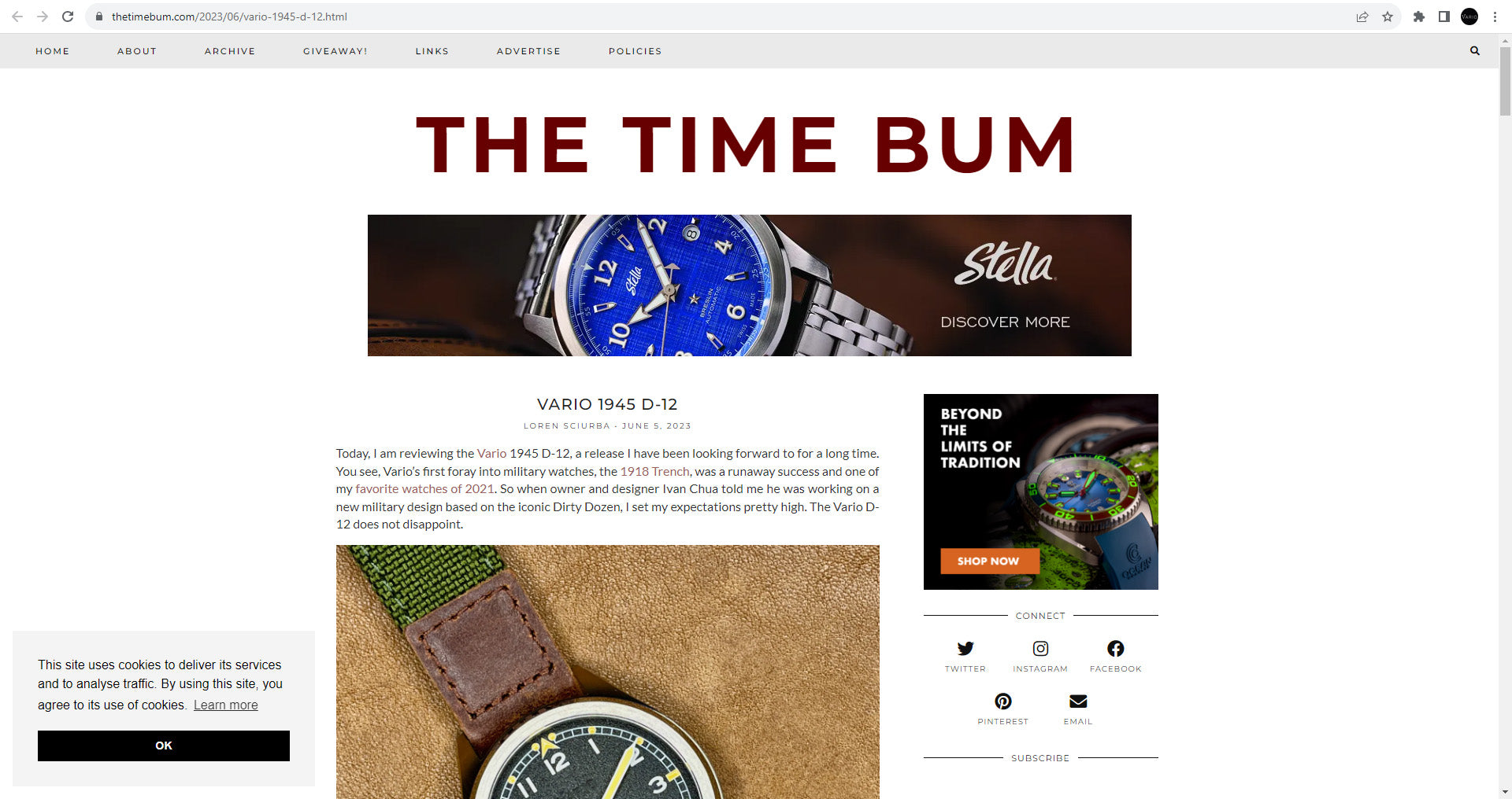 Vario 1945 D12 Field Watch featured on The Time Bum