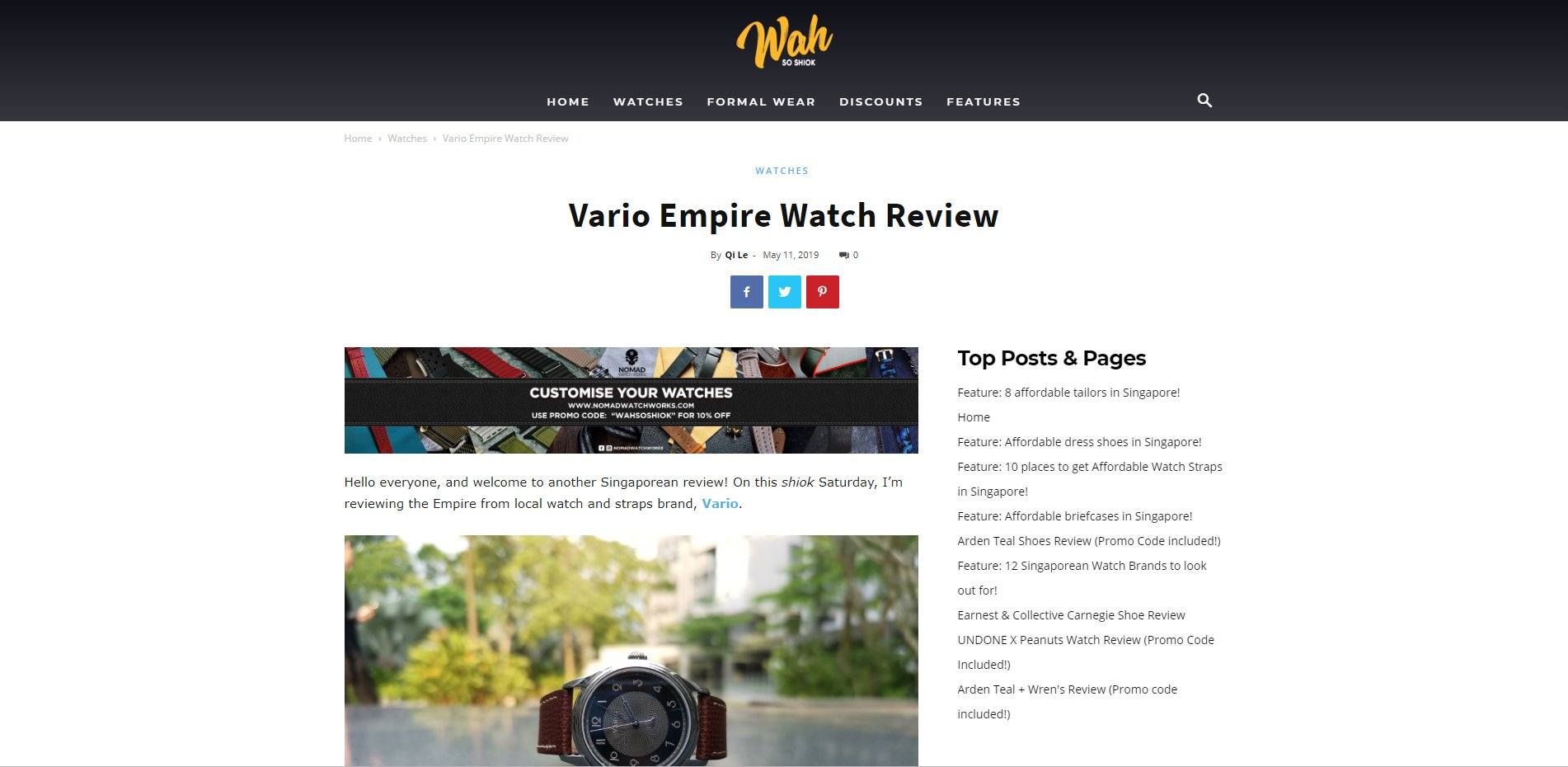 Vario Empire Watch Review by Wah So Shiok