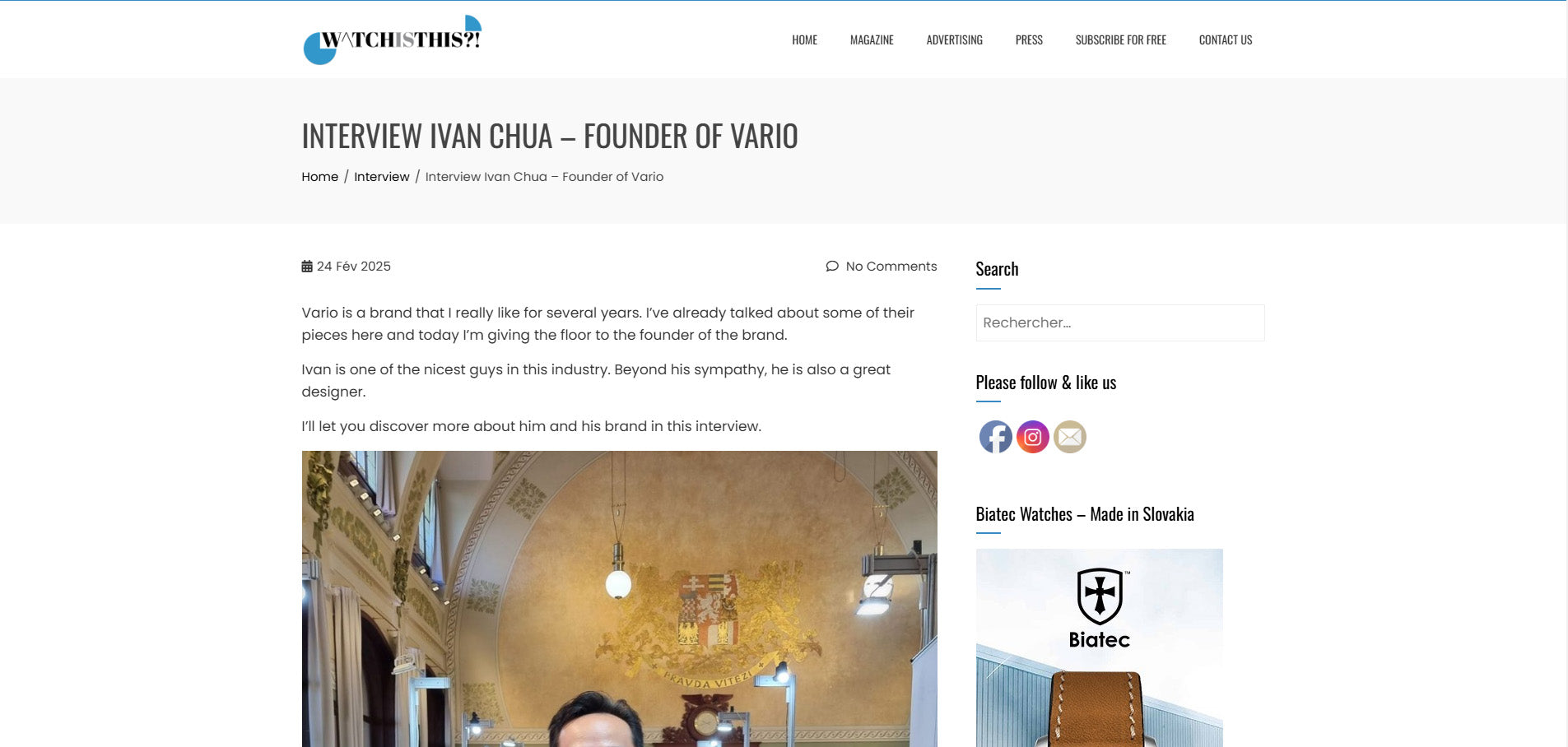 Interview Ivan Chua – Founder of Vario