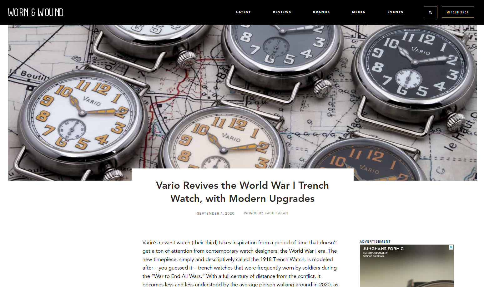 Vario 1918 Trench featured on Worn and Wound