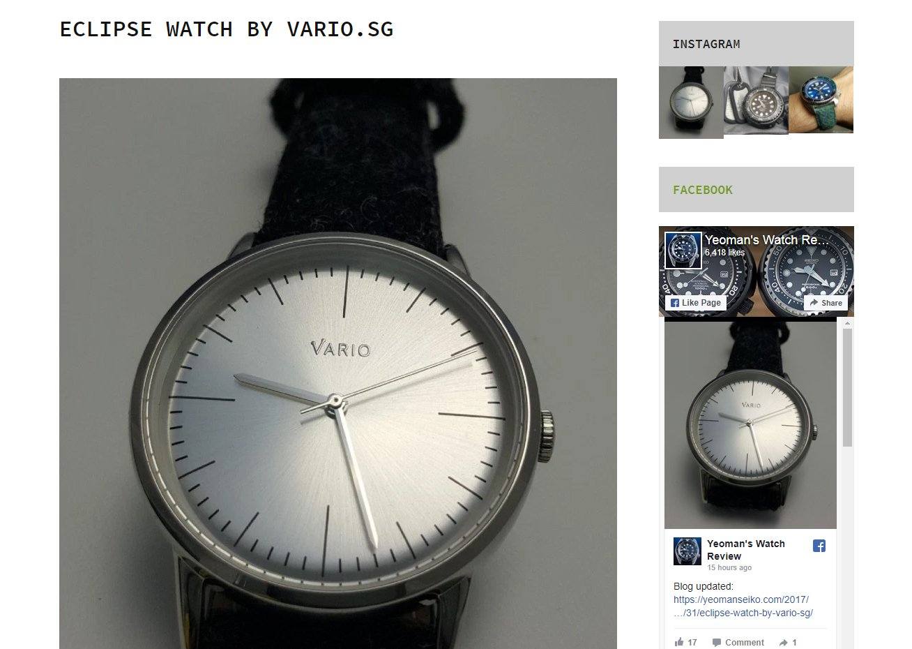 Vario Eclipse Vintage Inspired Dress Watch review by Yeoman's Watch Review