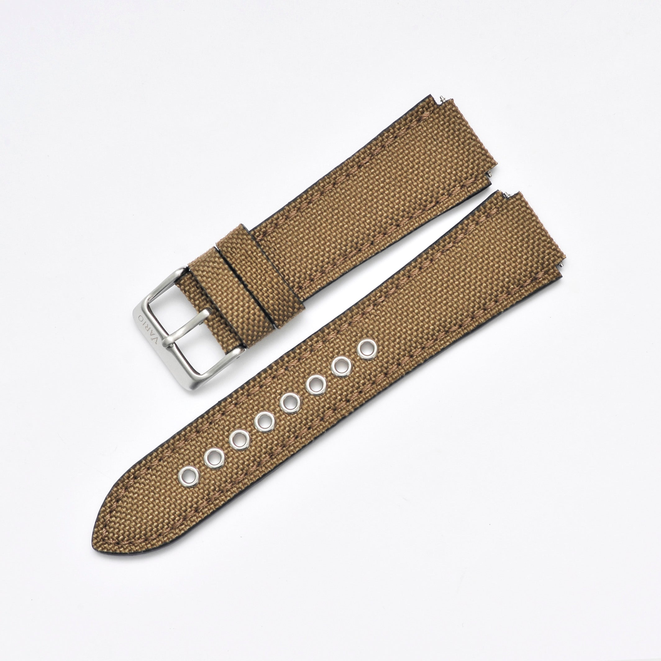 Cordura khaki brown fitted watch strap for Casio Royale AE1200 