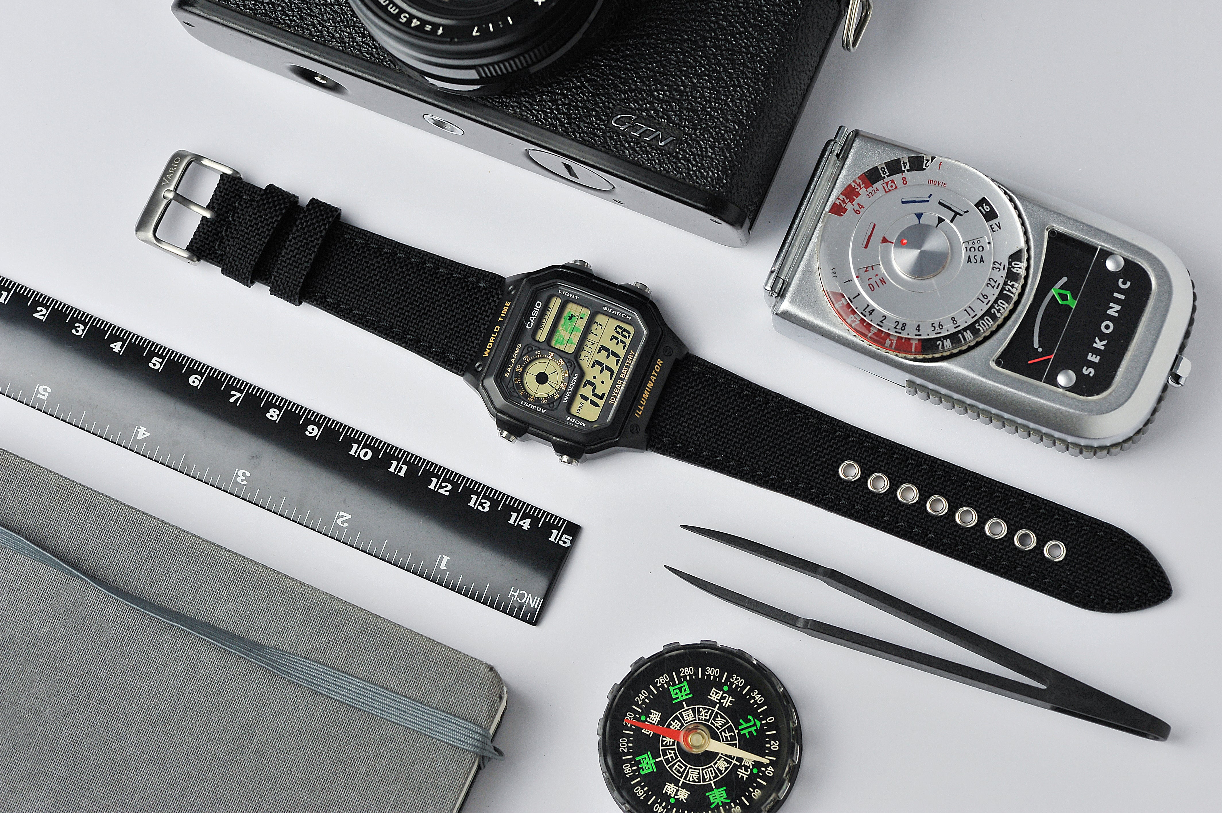 Cordura fitted watch strap for Casio Royale AE1200 black