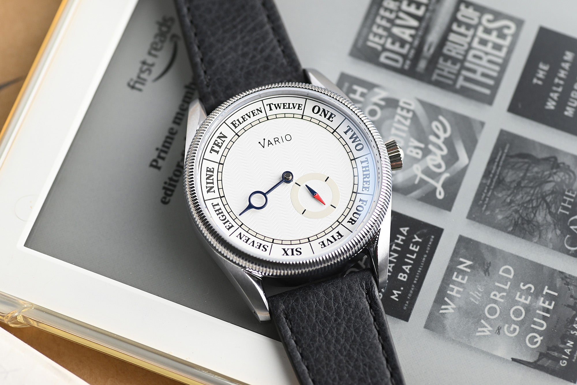 vario navi watch with german leather watch strap