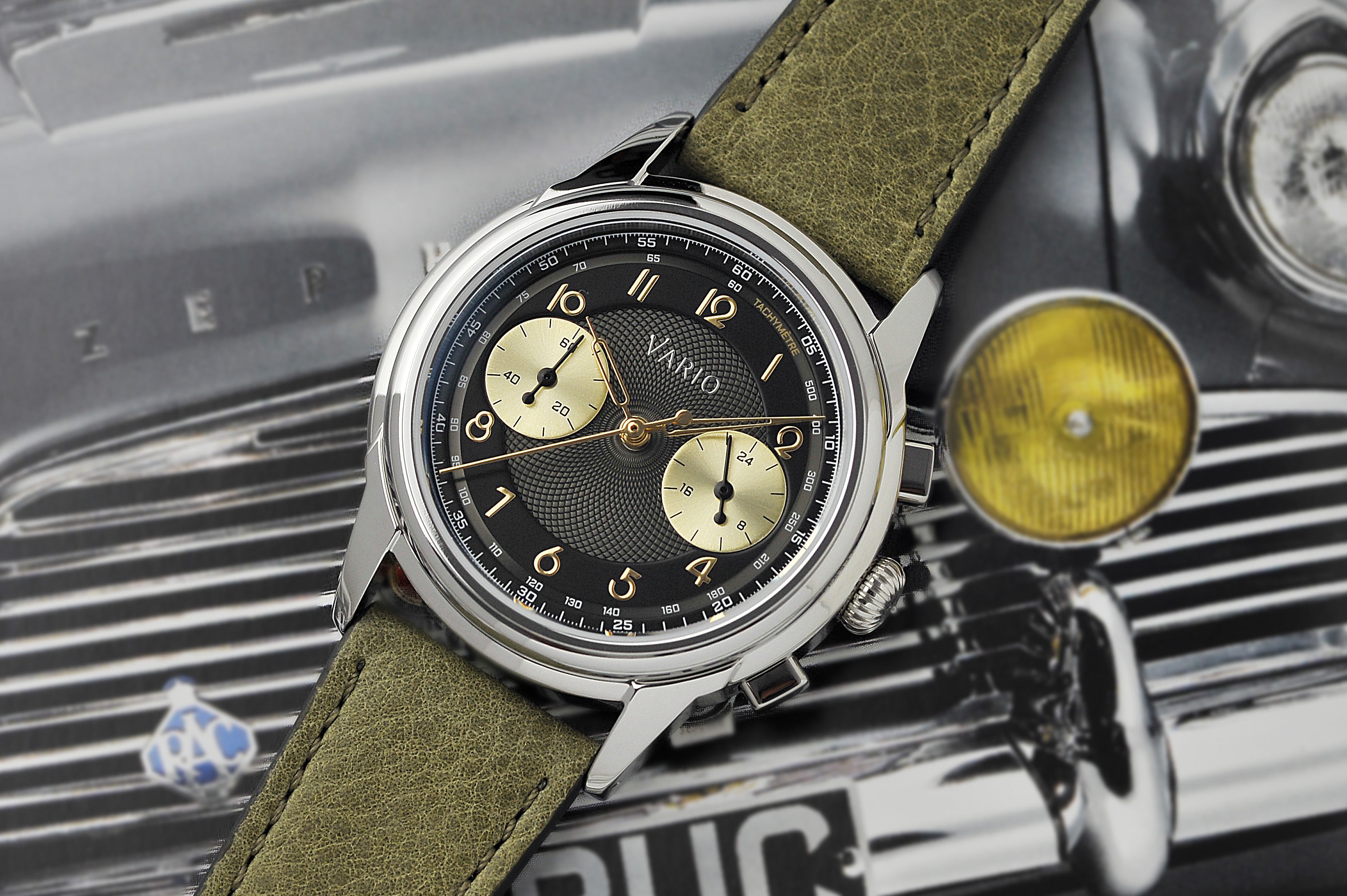 Vario Empire Gunmetal Tuxedo Tachymètre Chronograph Watch