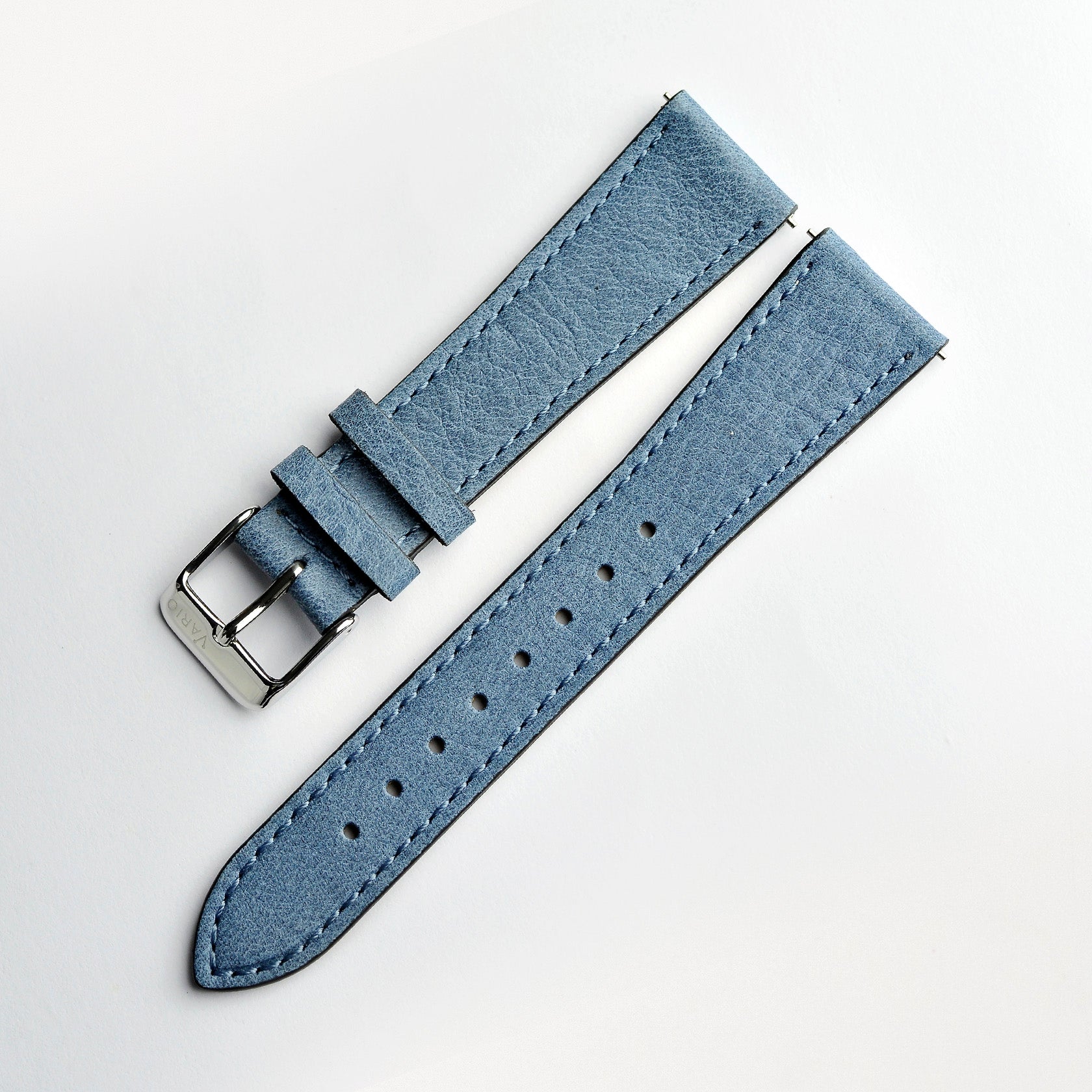 Vintage Natural Grain German Leather Yale Blue Watch Strap with Quick Release