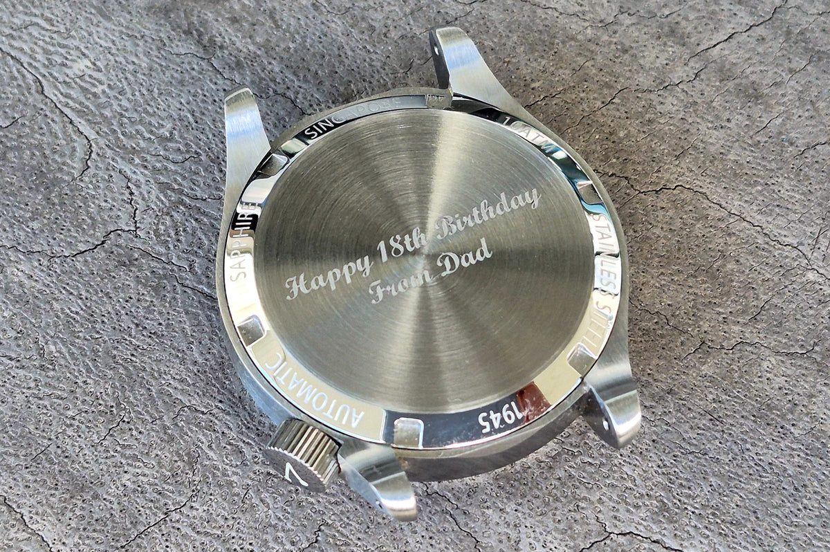 Vario 1945 D12 Field Watch Caseback with Custom Engraving