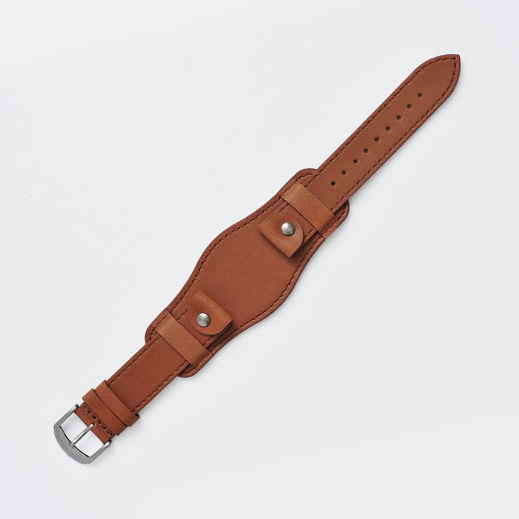 Oiled Leather Caramel Brown Bund Watch Strap