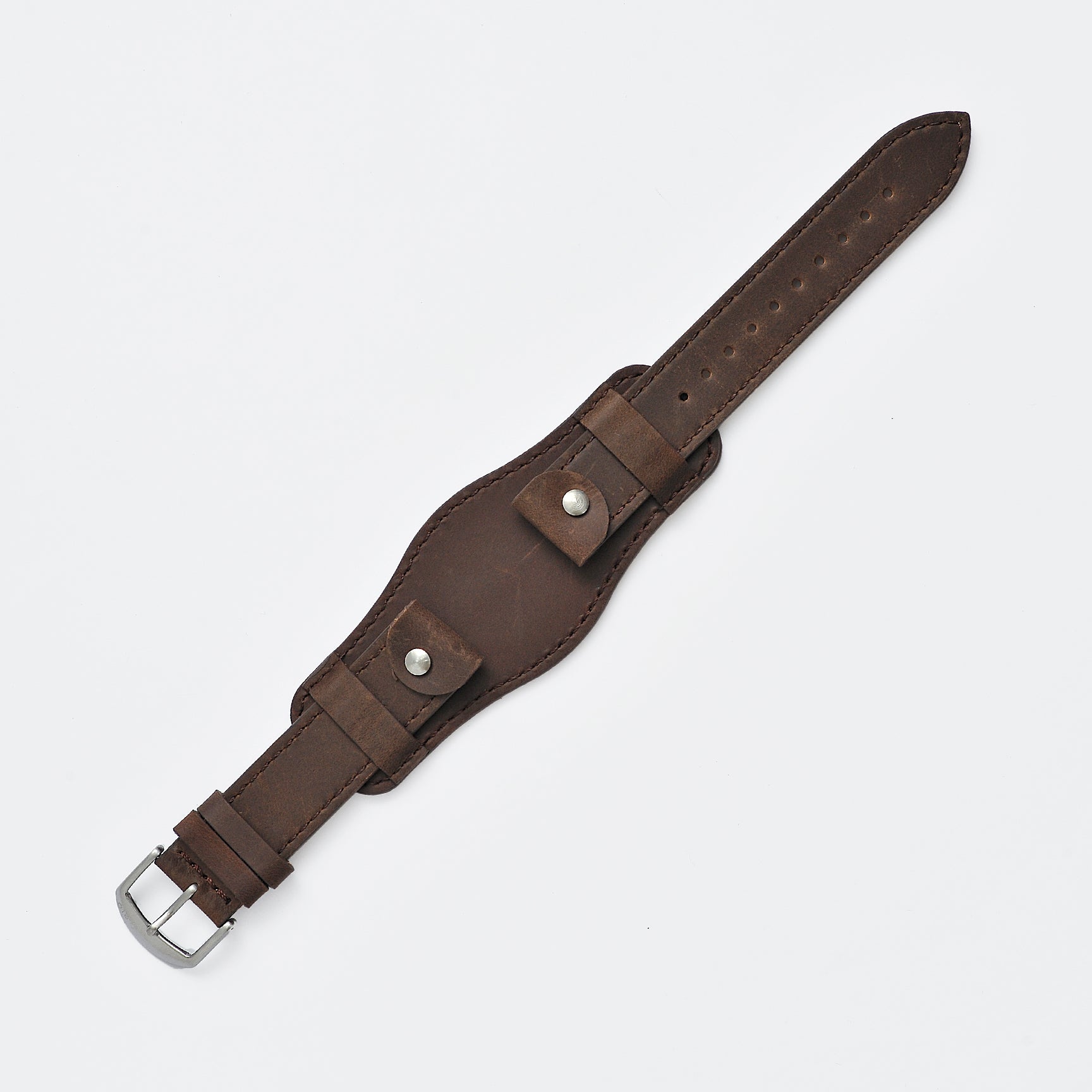 Oiled Leather Mocha Brown Bund Watch Strap