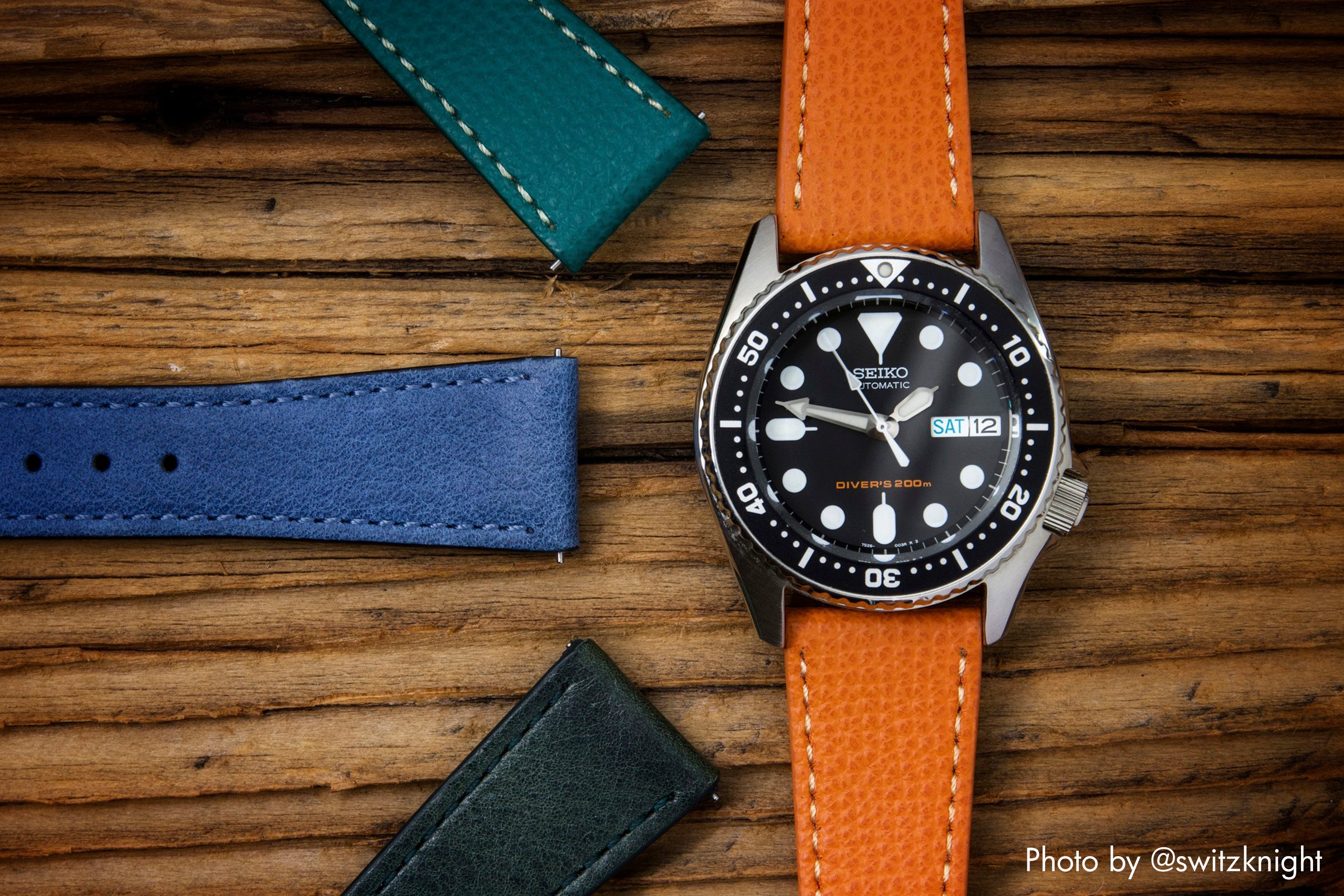 seiko skx with vario italian leather watch strap