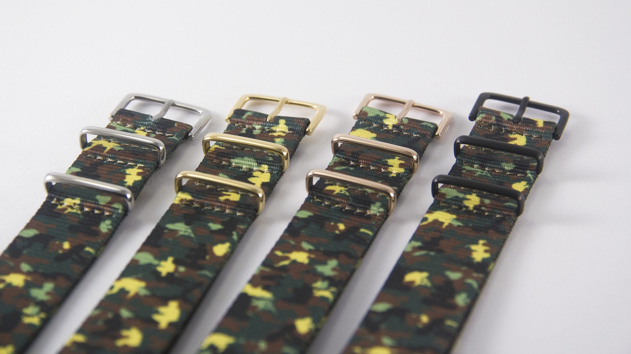 camo green watch band with silver/gold/rose gold/black buckles