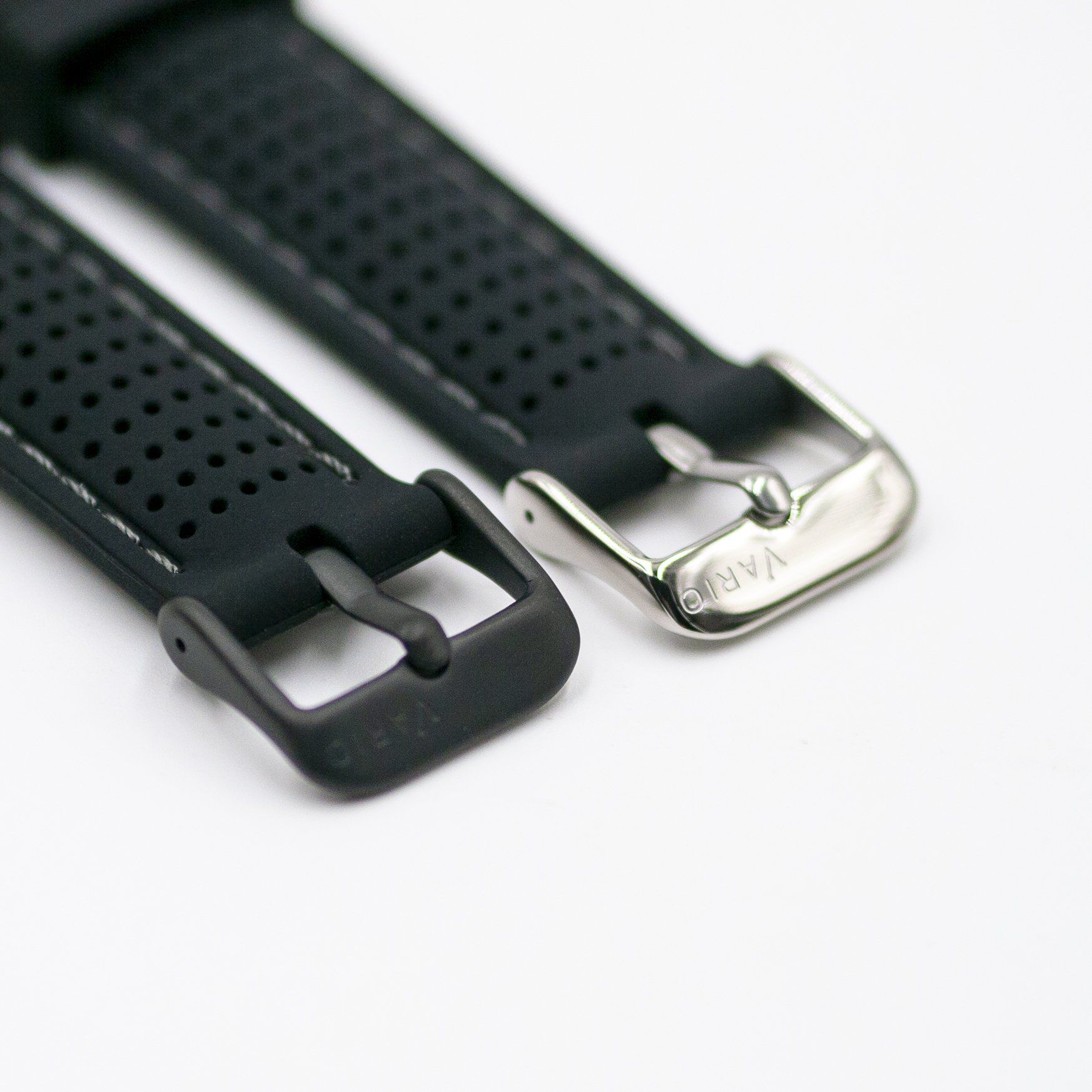 vario perforated silicone watch strap with dark grey stitching