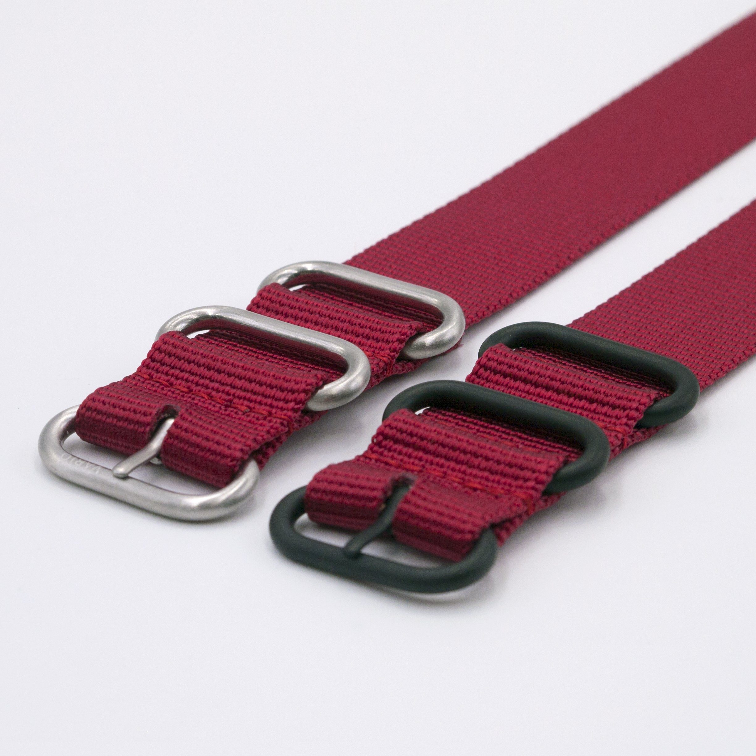 ballistic nylon red maratac replacement strap silver and black buckle