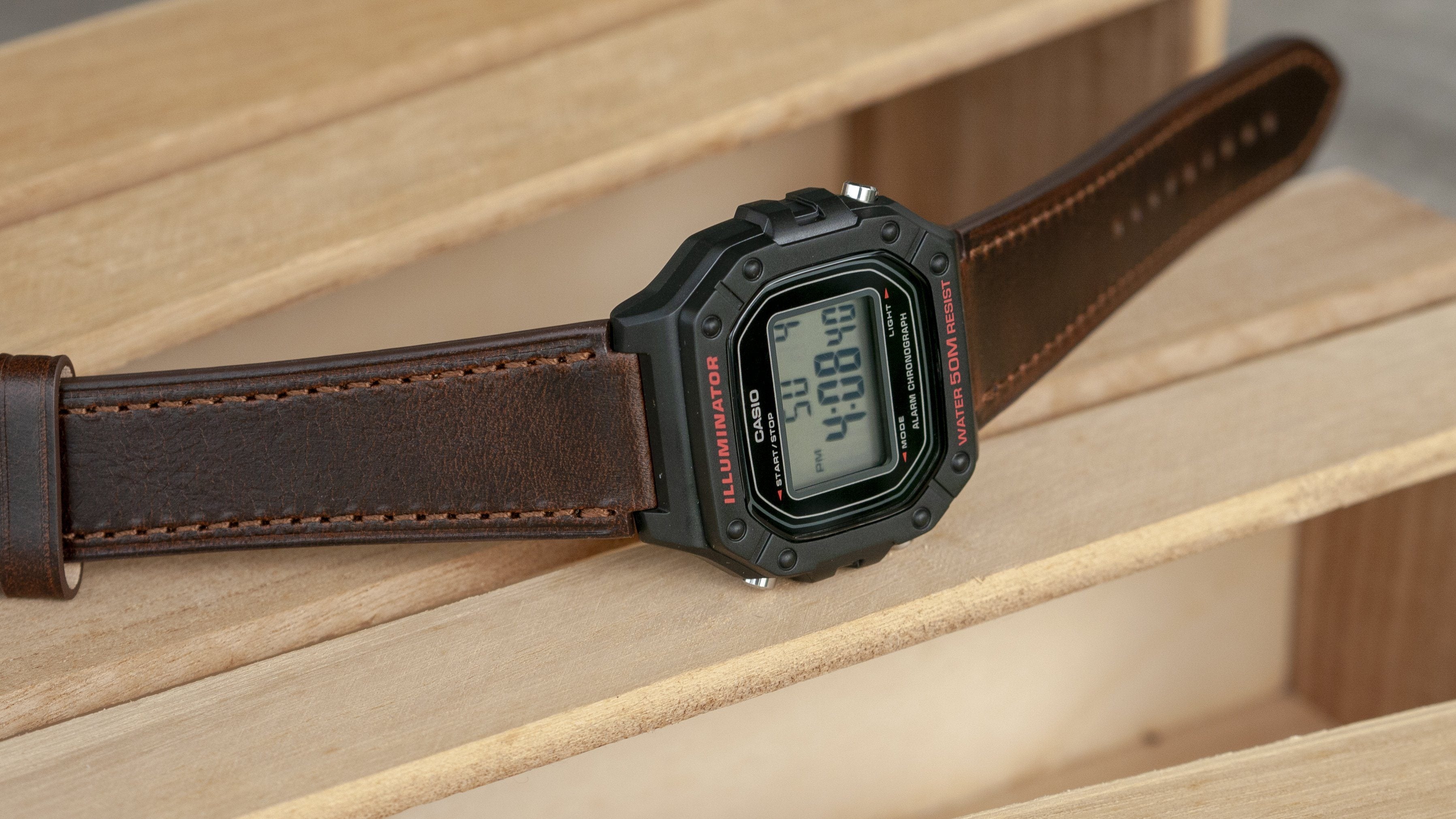 Casio W-218H leather watch strap