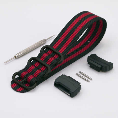 vario ballistic nylon red black stripe maratac strap with casio g shock adapter