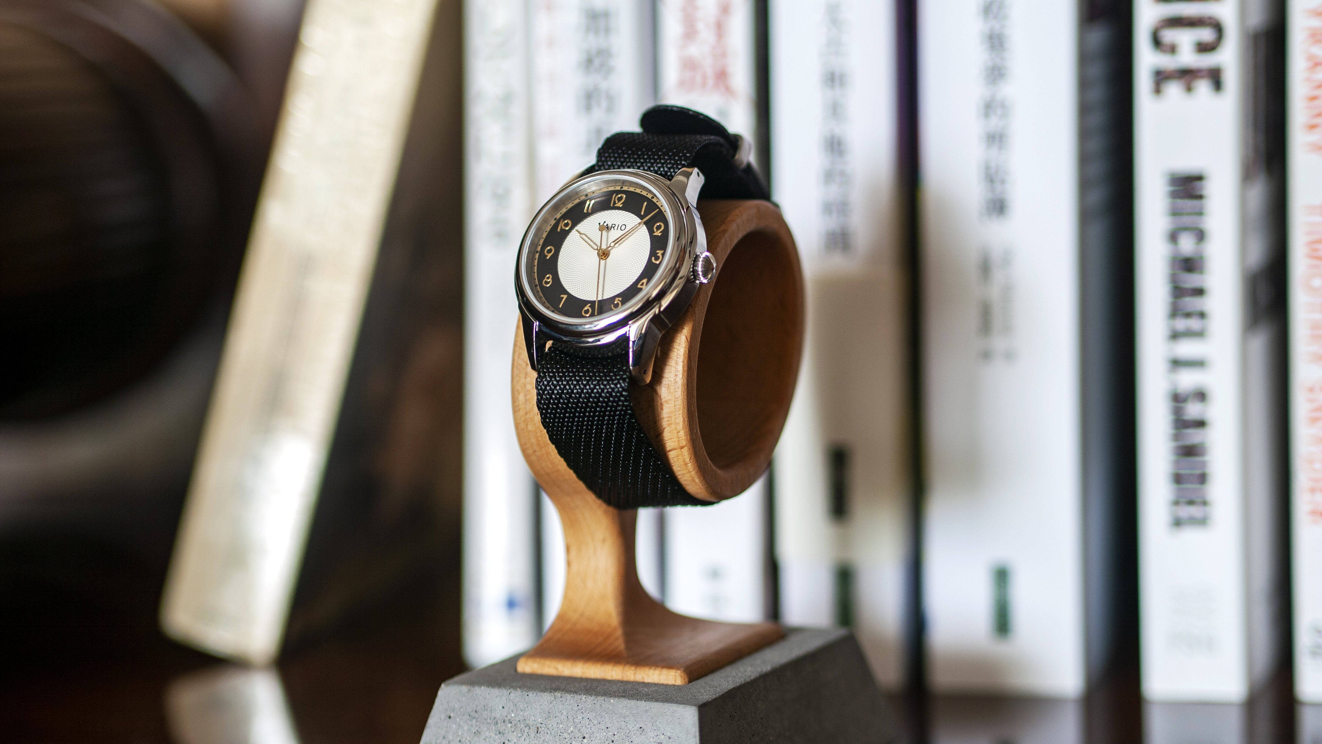 vario twill watch strap on watch stand
