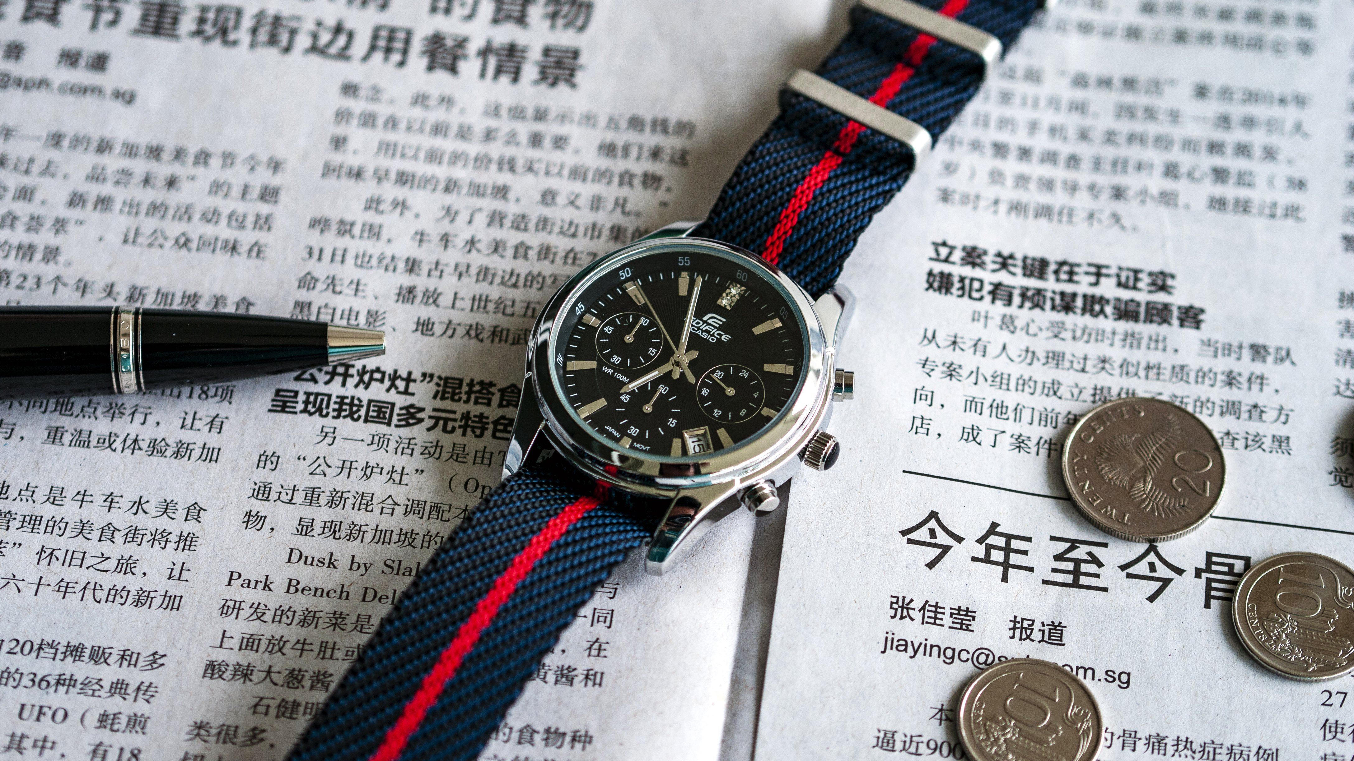 Vario Twill Blue red casio edifice watch