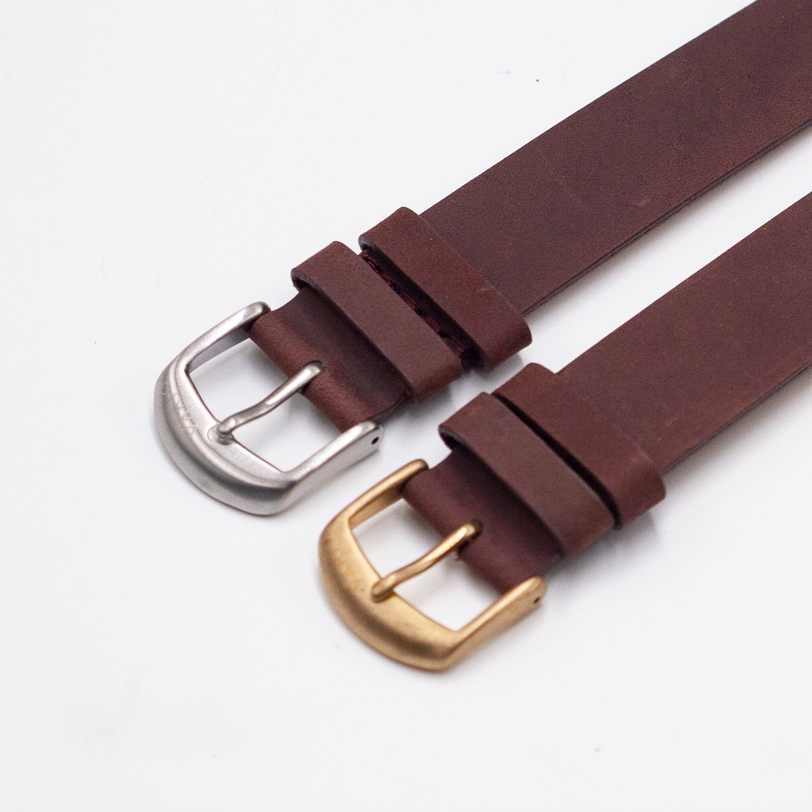 crazy horse leather single pass watch strap brass