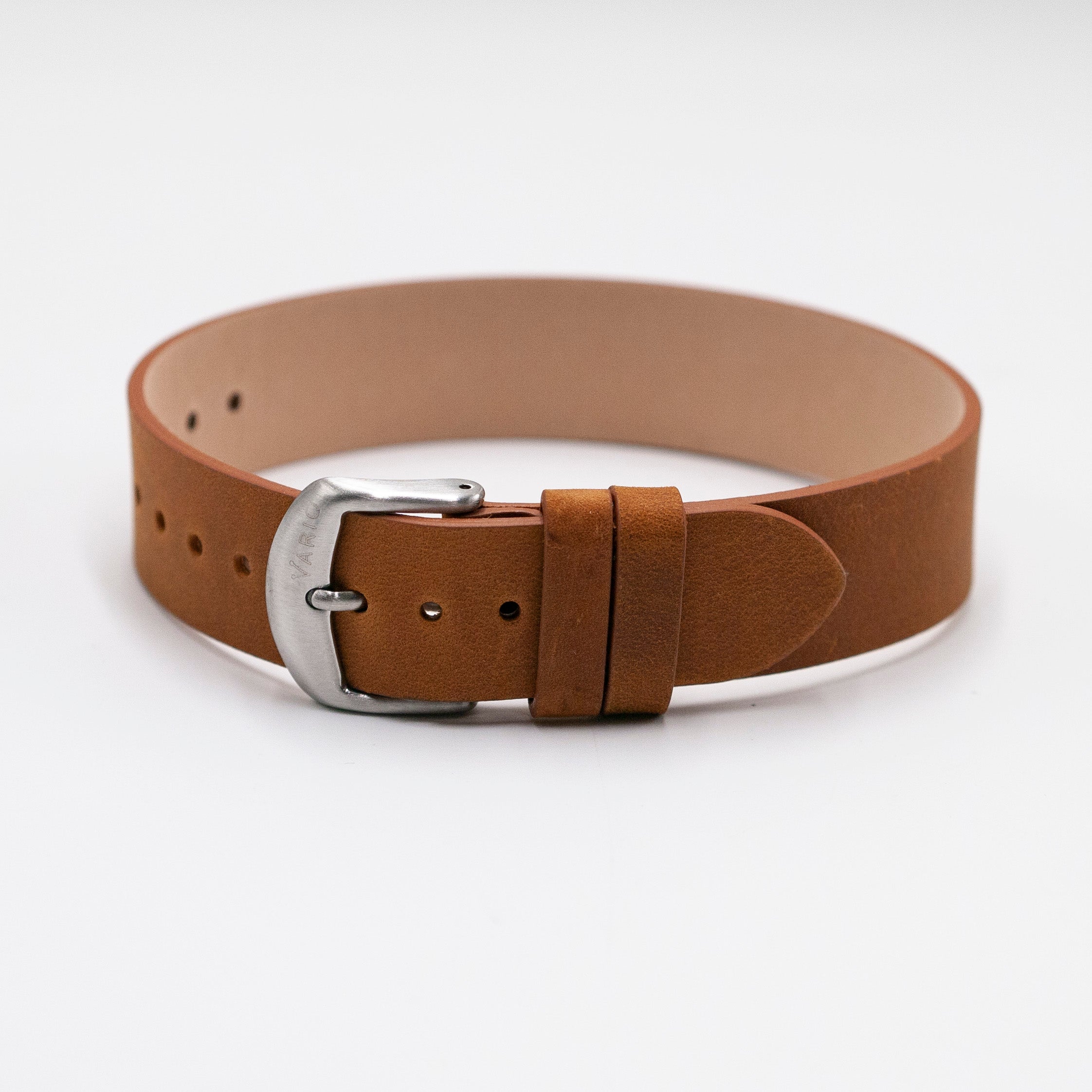 crazy horse leather single pass watch strap tan