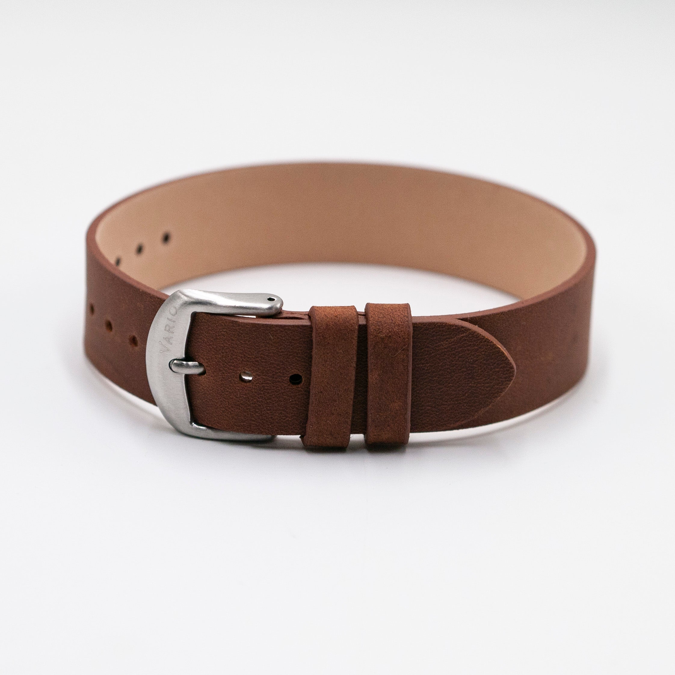 crazy horse leather single pass watch strap brown