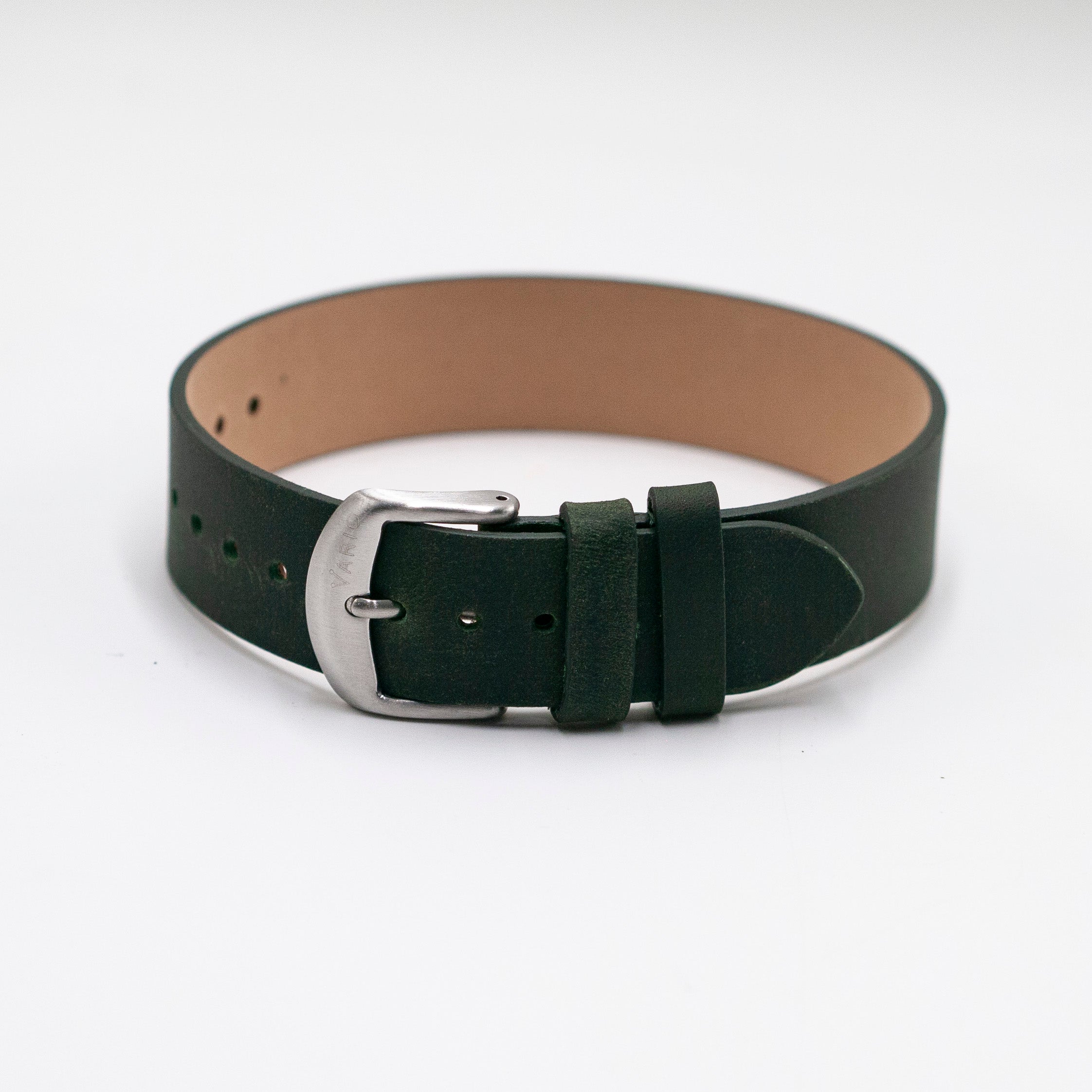 crazy horse leather single pass watch strap green