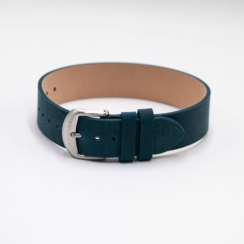 crazy horse leather single pass watch strap blue