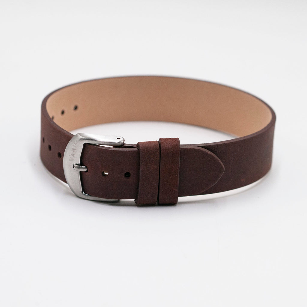 crazy horse leather single pass watch strap red brown