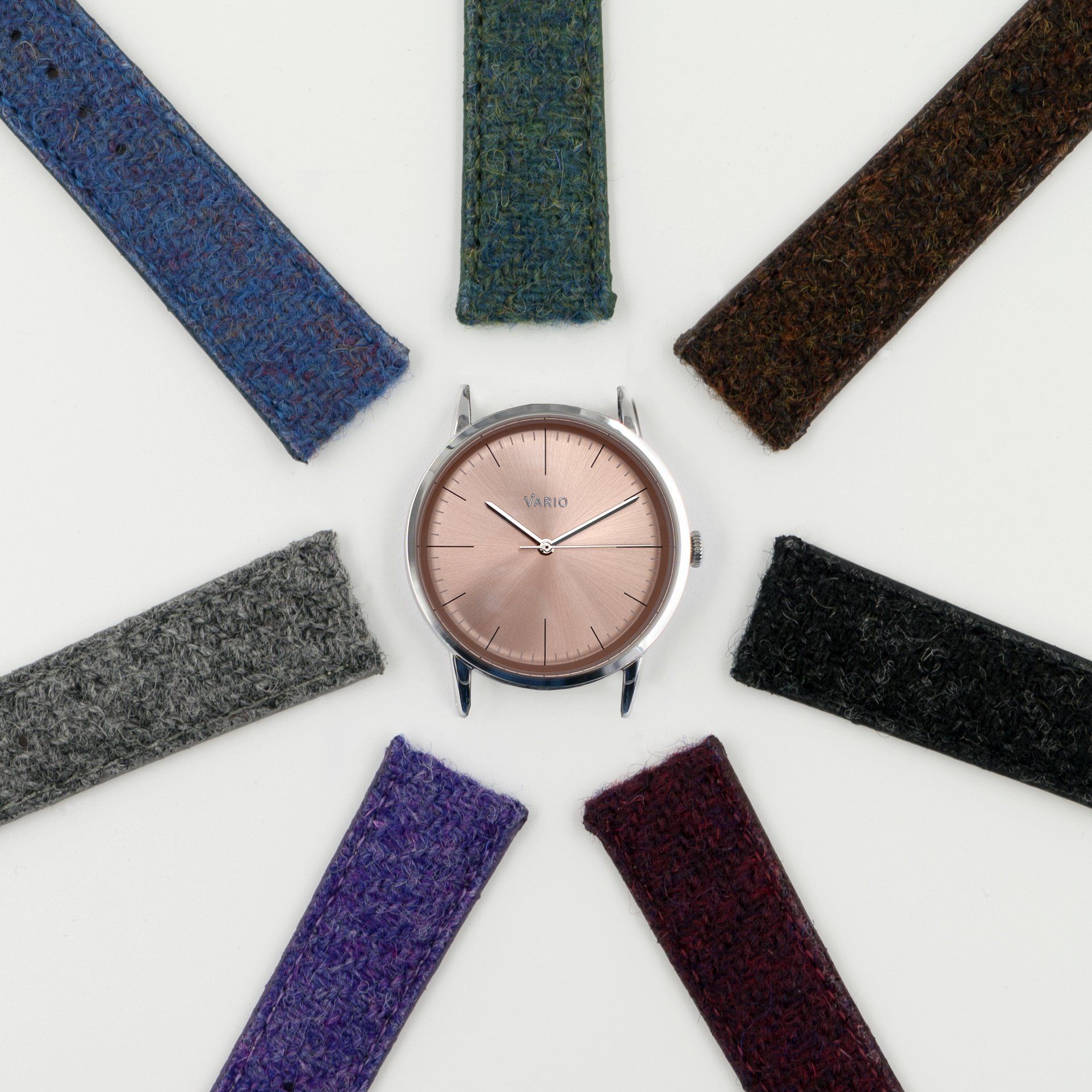 eclipse salmon dial 38mm dress watch with harris tweed strap