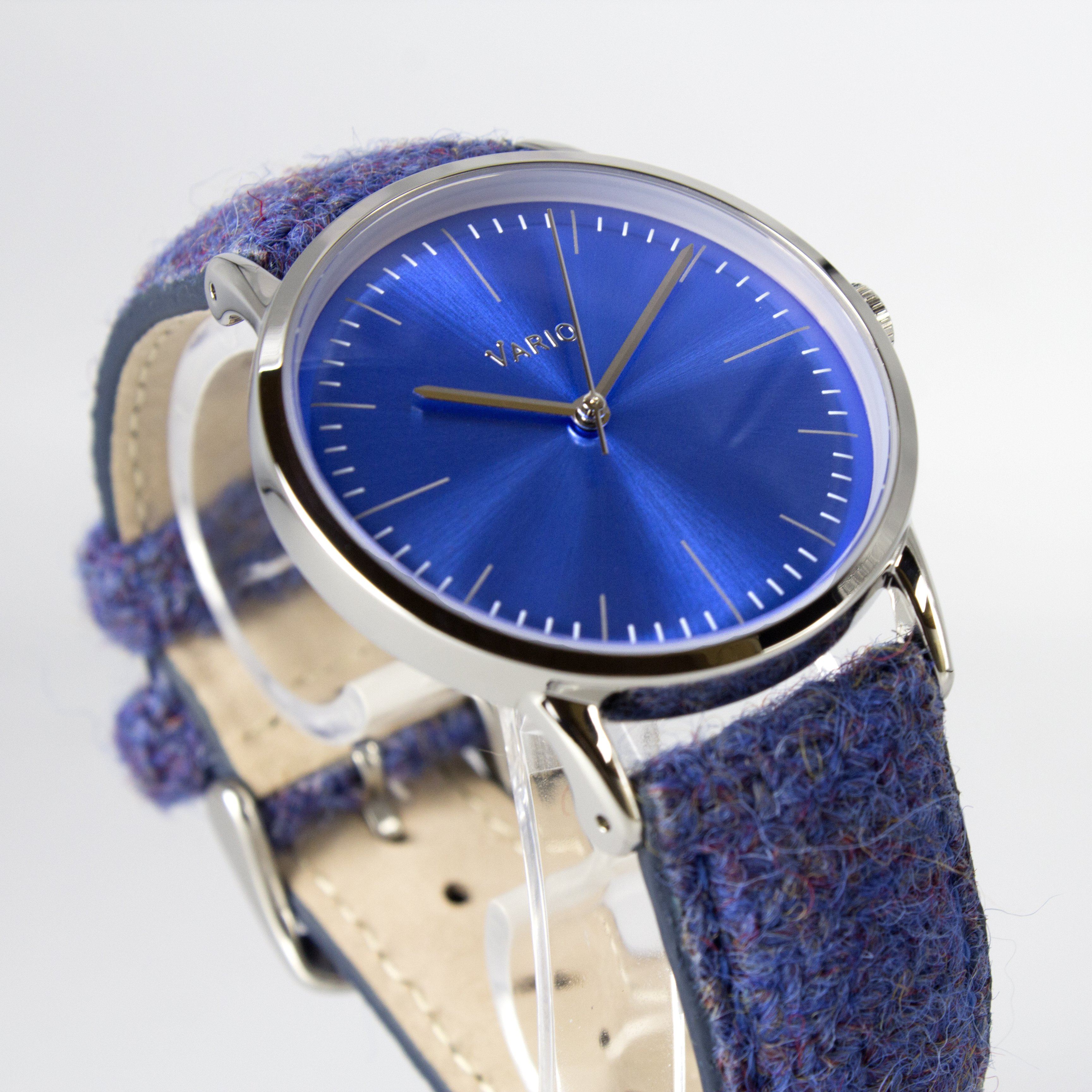 eclipse 38mm blue dress watch harris tweed strap