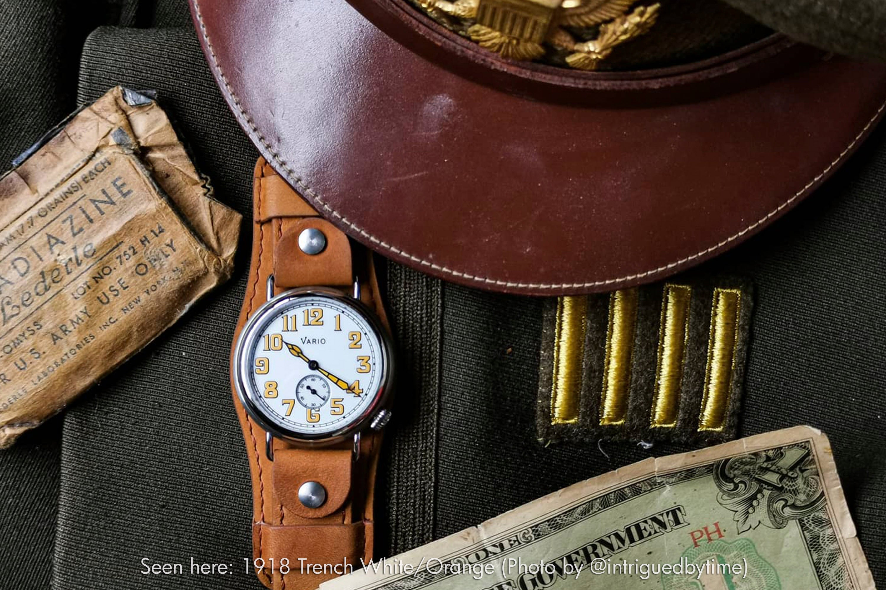 vario 1918 ww1 trench watch with crazy horse chicago screw bund strap