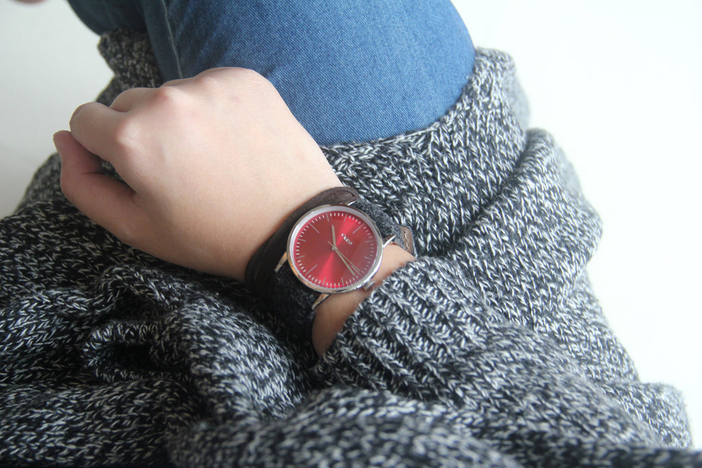 Eclipse sweeping quartz ruby dress watch