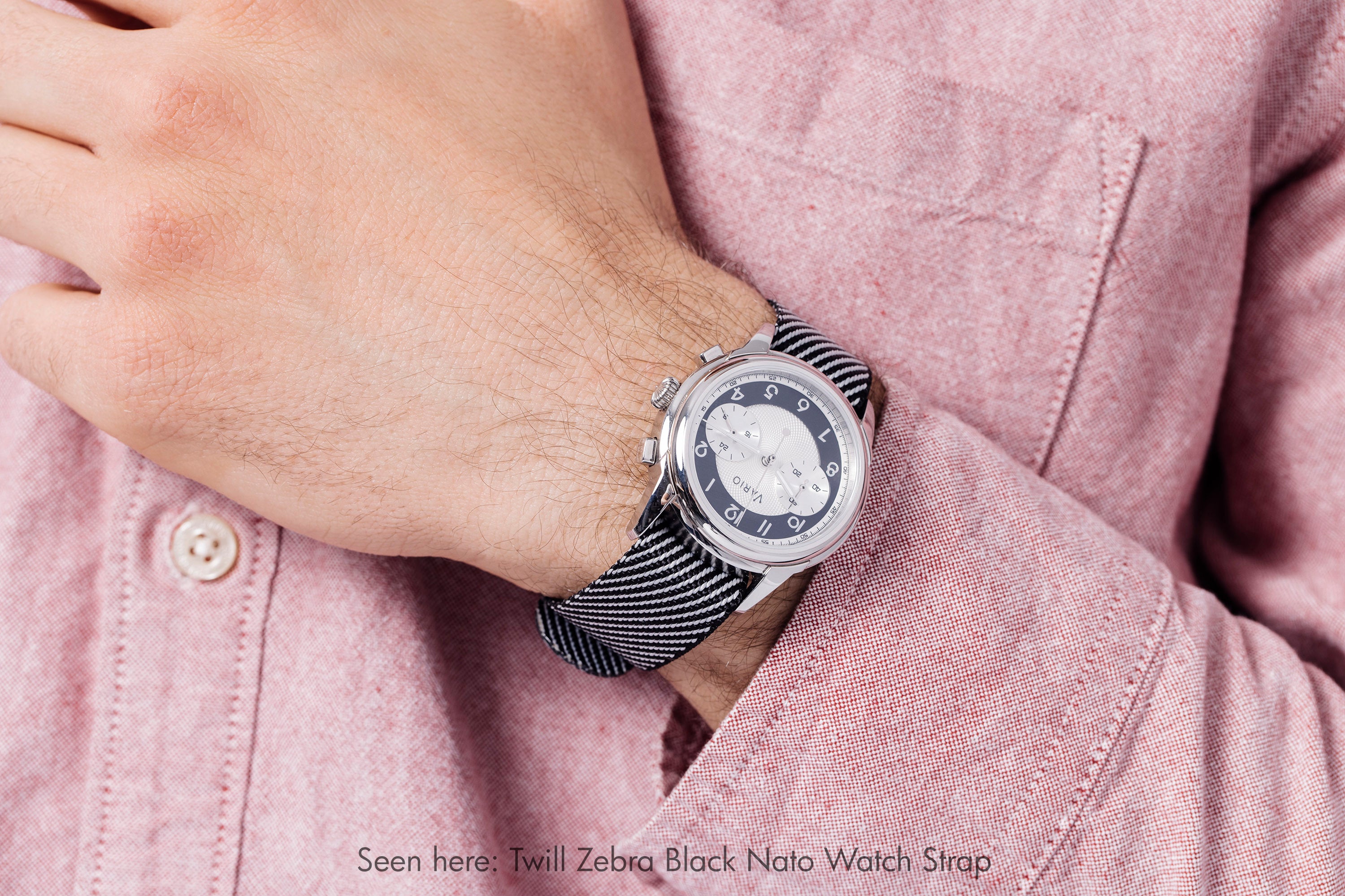 Twill Black, Grey, Orange Stripe Watch Strap