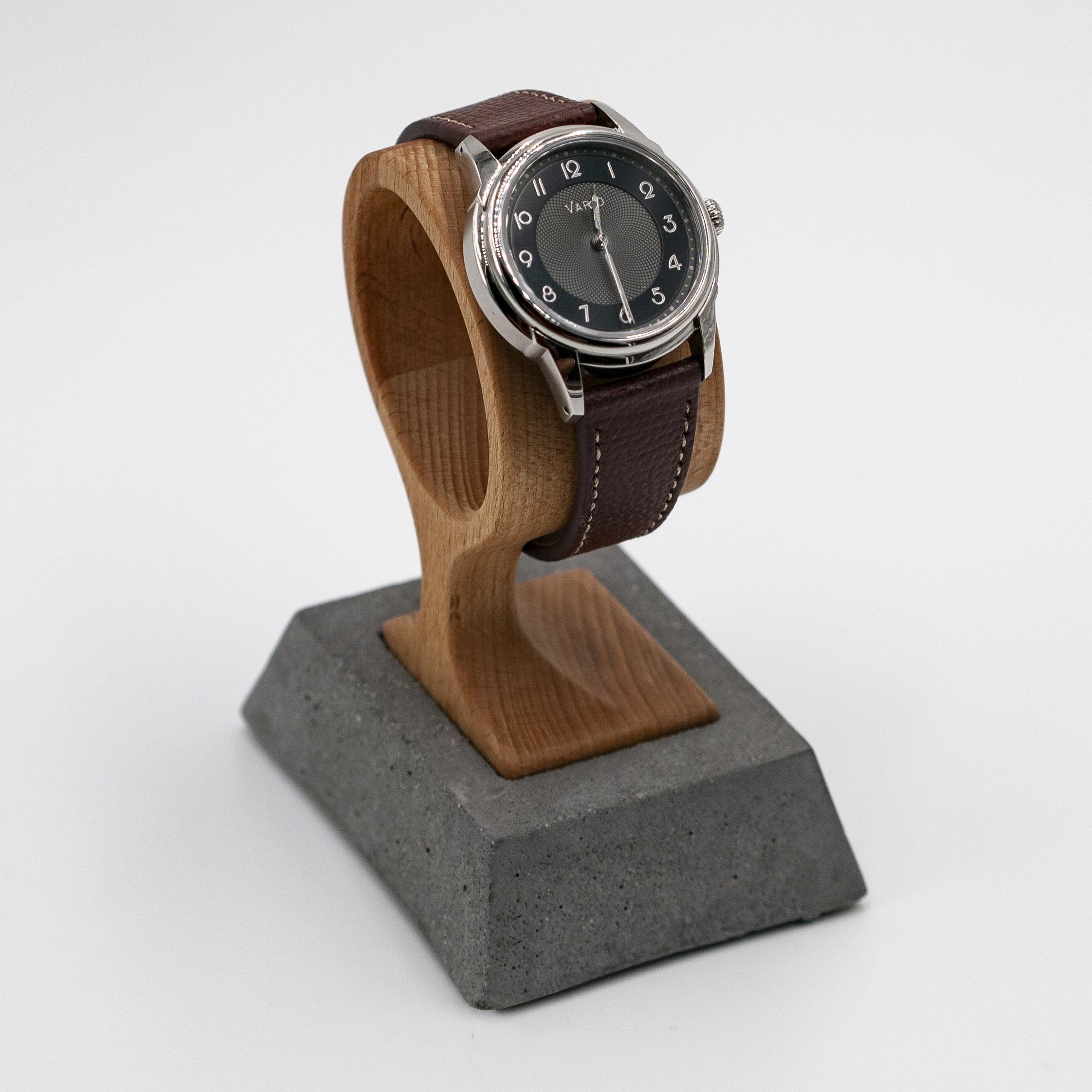 vario beech wood concrete watch display stand