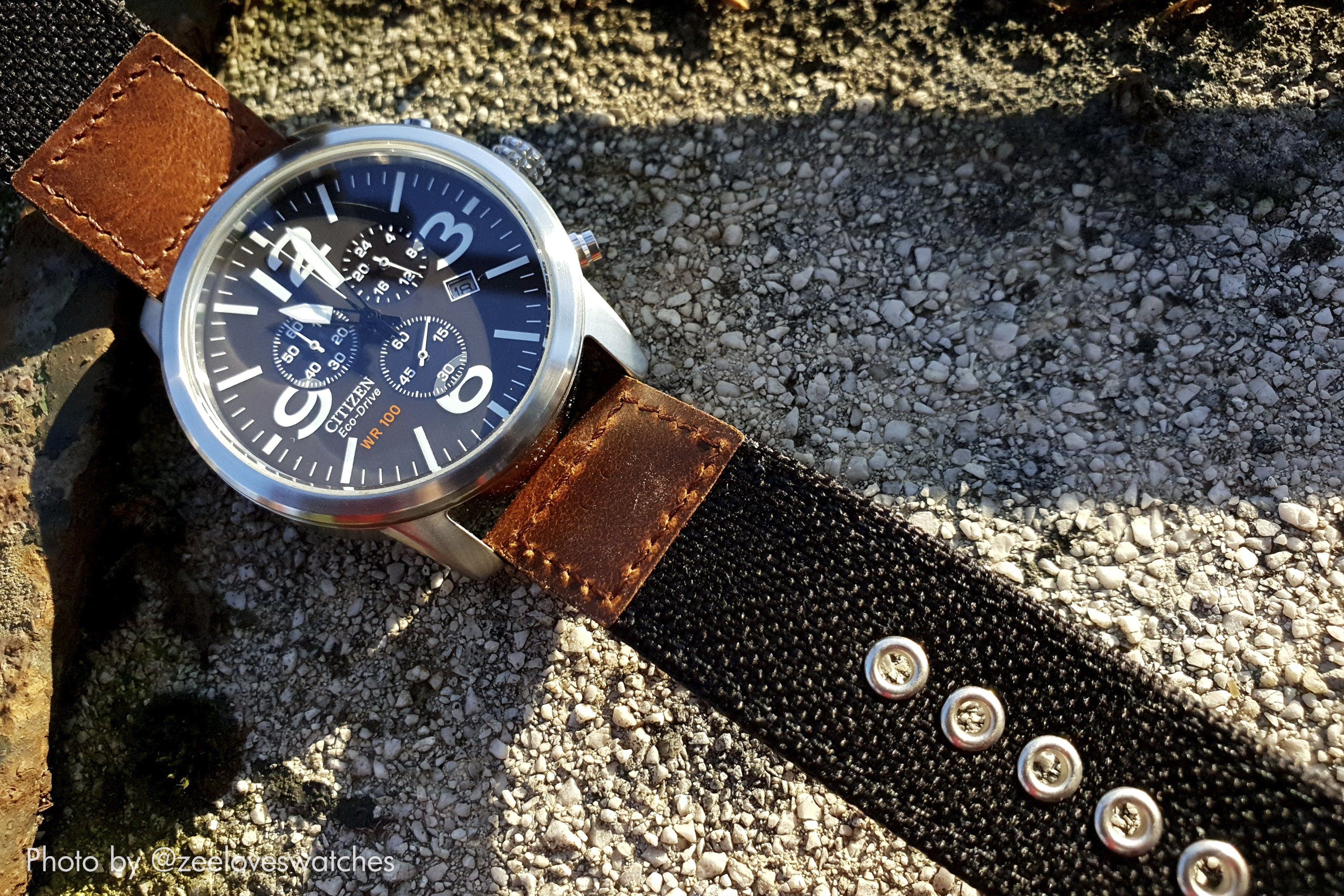 vario cordura oiled leather watch strap citizen
